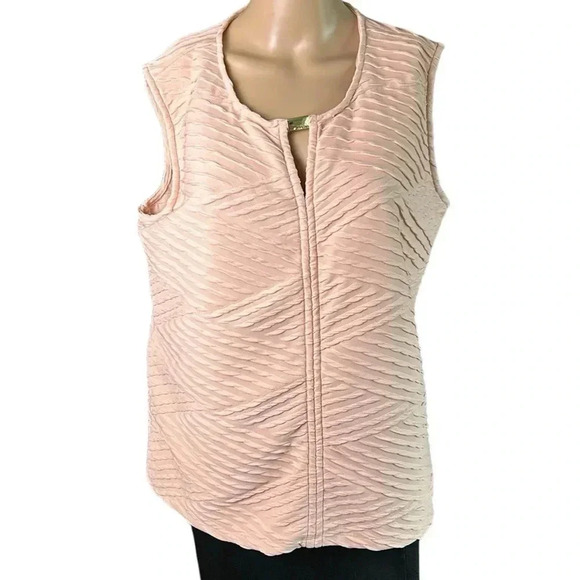 Calvin Klein top XL.blush Pink, sleeveless,boxy , textured,keyhole,metal,EC - Picture 1 of 13